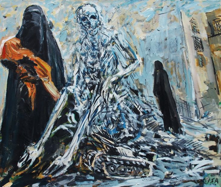 GEBT DER FREIHEIT RAUM, Öl auf Jute, 110 x 130 cm